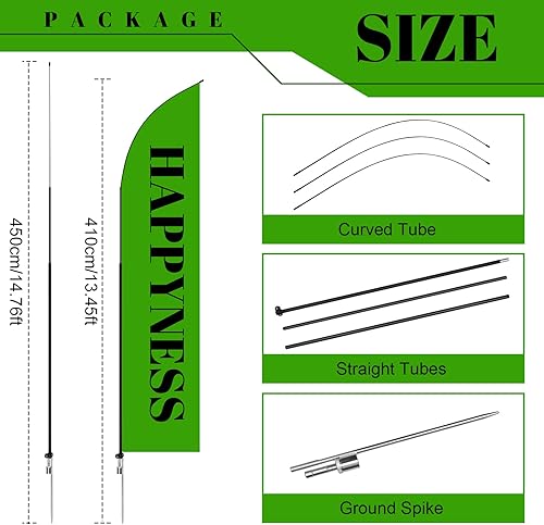 Miniatura 2 de Tatuo 3 juegos de asta de bandera de plumas con estaca para el suelo de 14 pies, kit de asta de bandera sin viento, poste de bandera de aluminio con