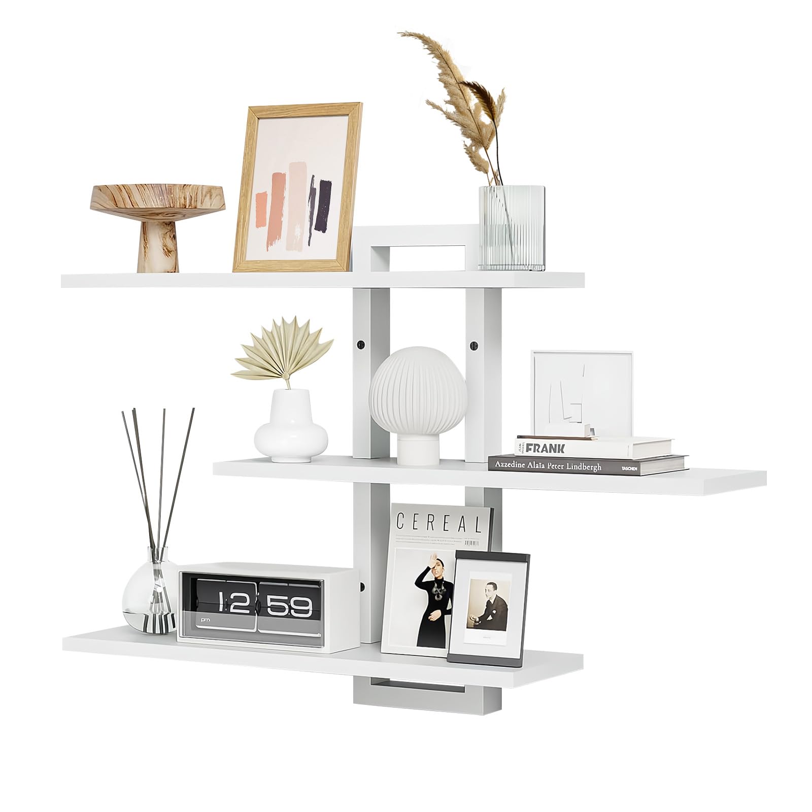 THCTYRP Floating Shelves for Wall, 3-Tier Wall Mounted Shelf, White