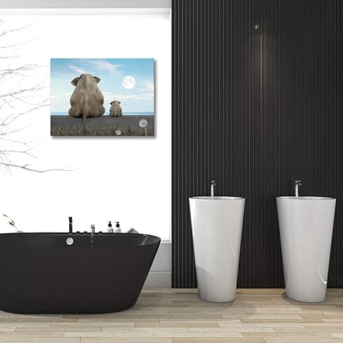 Miniatura 6 de Canvas wall art Animal elephant Elephant wall art Dandelion all art elephant Watching moon African art wall decoration Elephant picture Canvas