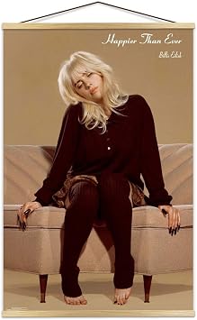Scorpio Posters Billie Eilish - Happier Than Ever - Couch Poster - Officially Licensed - 24" x 36" with Poster Hanger Natural Color