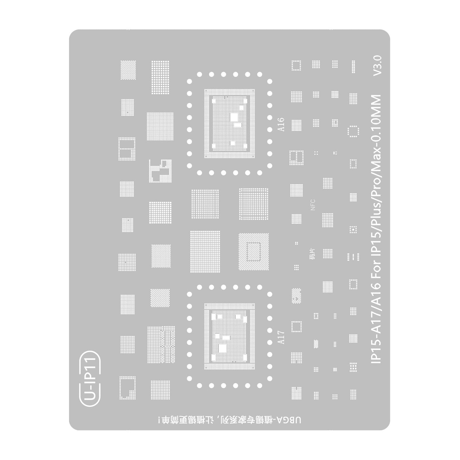 Psdndeww Ip15 Series With Cpu High Hardness Steel Solder Template Stencil Circuit Board Making Proofing Hole Mainboard Processing Board Repair Reballing Stencil