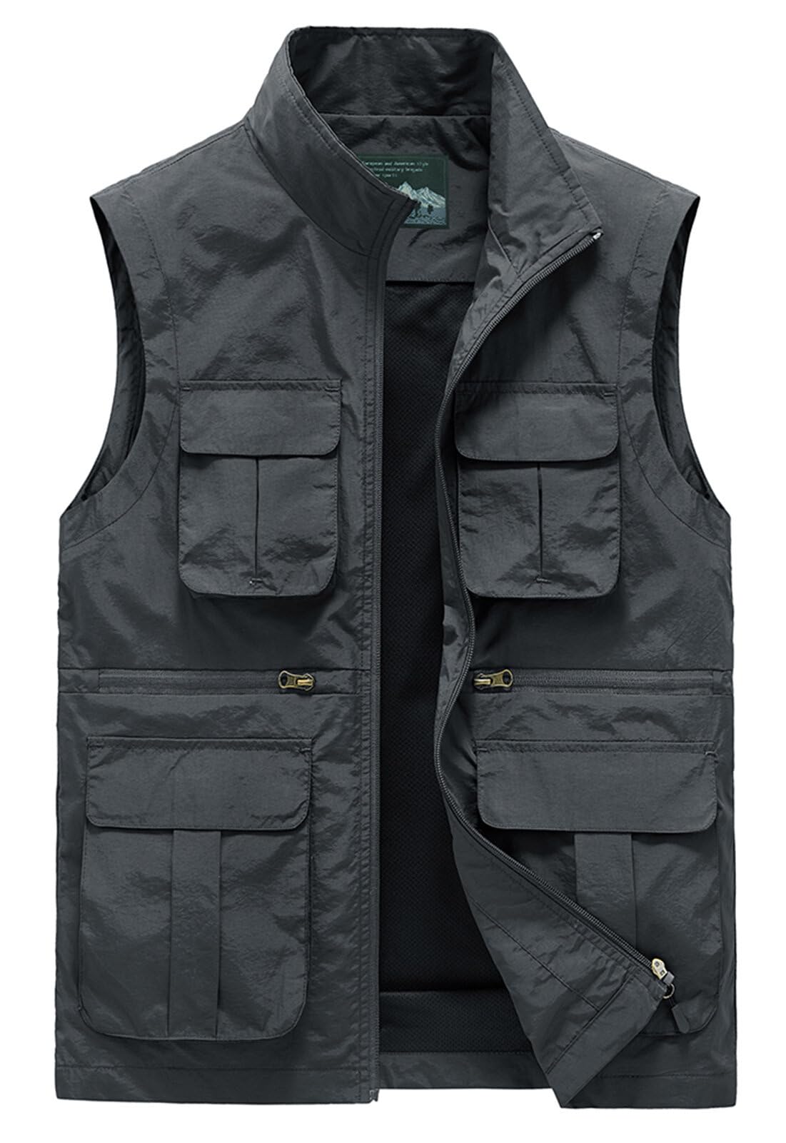 Kamizelka męska, outdoorowa, wodoszczelna, softshell bez rękawów, kamizelka z zamkiem błyskawicznym, kamizelka softshellowa, wędkarstwo, fotografia, sport, lato, XS-6XL