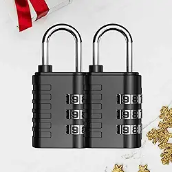 Pacote com 2 fechaduras combinadas, cadeado de 3 dígitos resistente, liga metálica à prova d'água para viagem ao ar livre, cadeados de bagagem para armário, cerca, caixa de ferramentas, portão, estojo