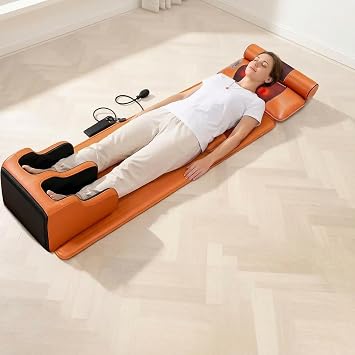 Patinco Shiatsu Full Body Massage Mat with Built-in Calf & Foot Massager Multi-Zone Heating Pad with Neck & Lumbar Pillows for Shoulder Waist Legs, Deep Muscle Relaxation for Home Office