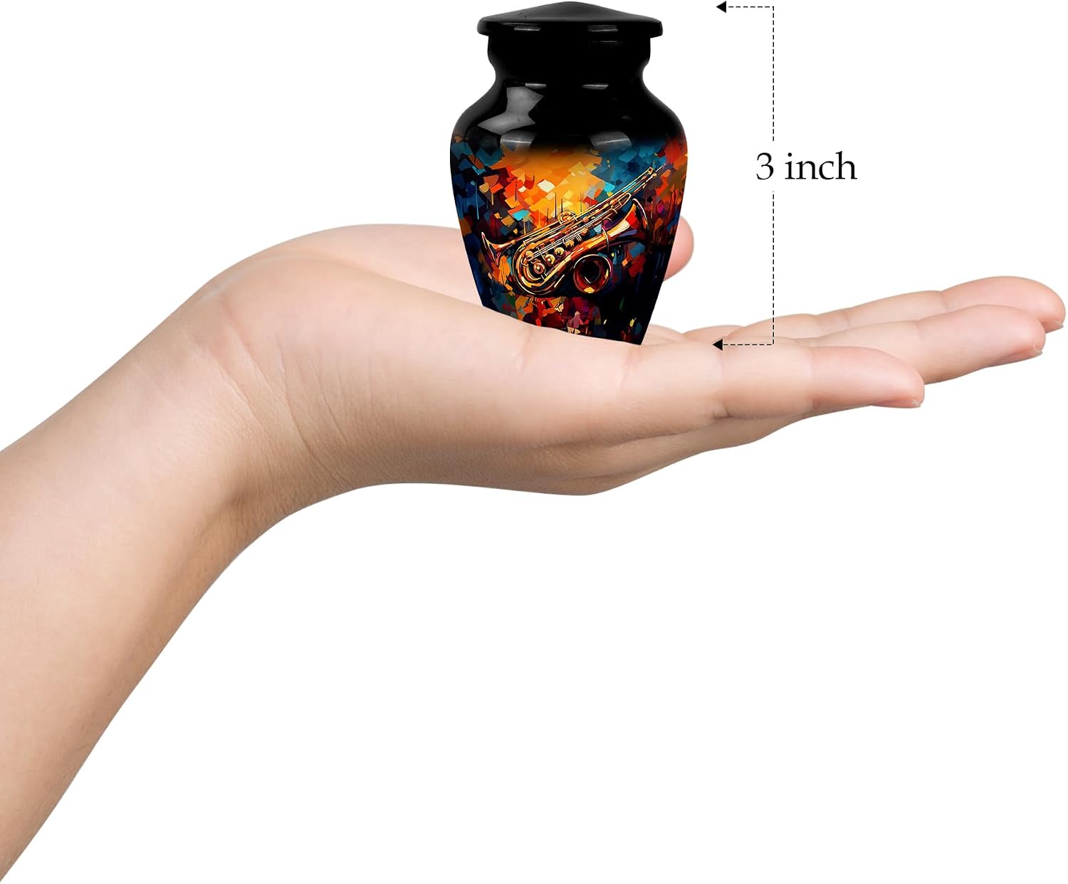 Abstract Jazz Trumpet Burial Urn for Ashes Adult Male, Urns for Dad, Small Urns for Human Ashes, Mini Keepsake, Memorial Urns for Ashes - 3"" 4Pcs