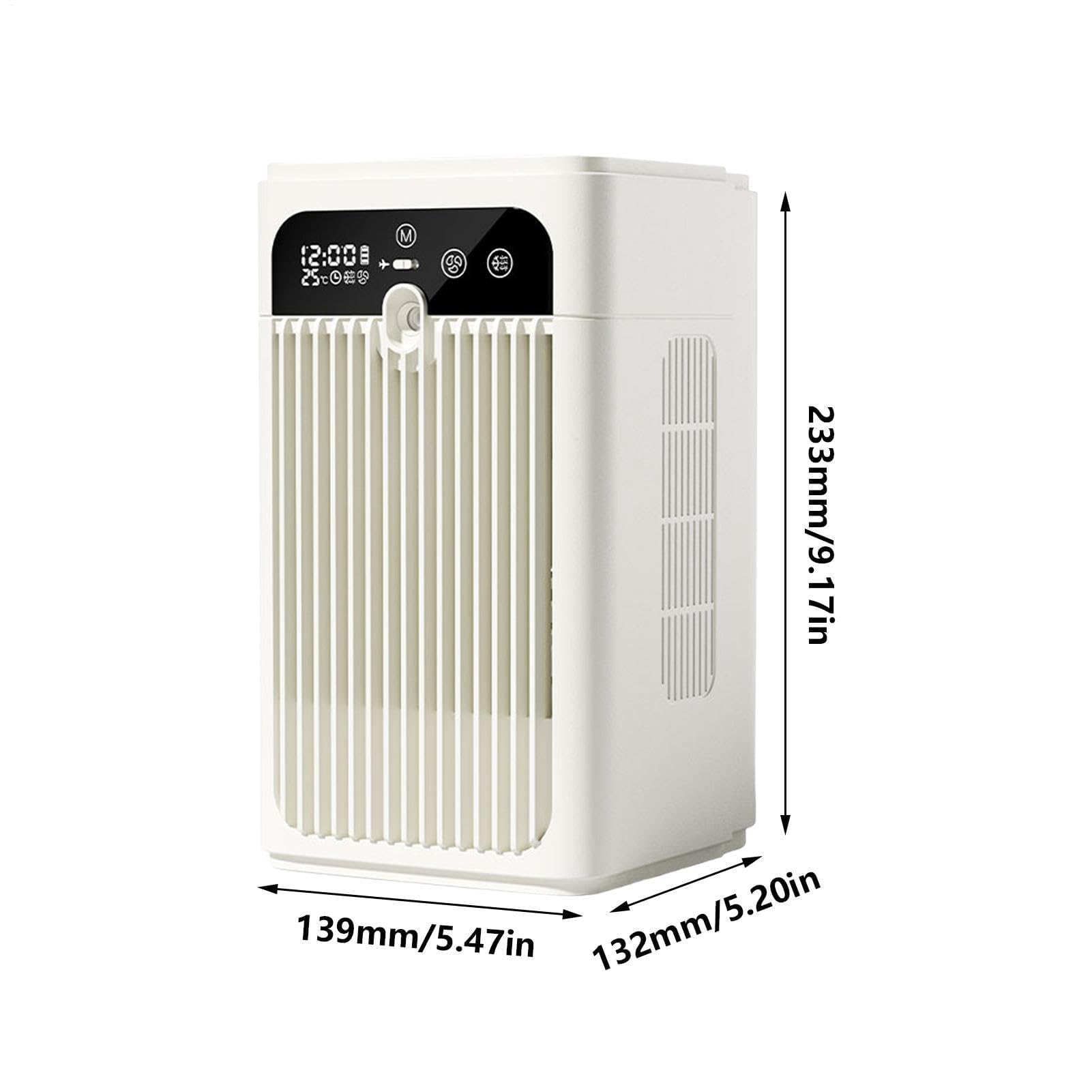 Raffrescatore d’Aria Evaporativo, Ventilatore di Raffreddamento da Scrivania Portatile con Regolazione della Velocità del Vento e Umidificazione, Timer da 1 a 10 h e Serbatoio d’Acqua da 500 ml
