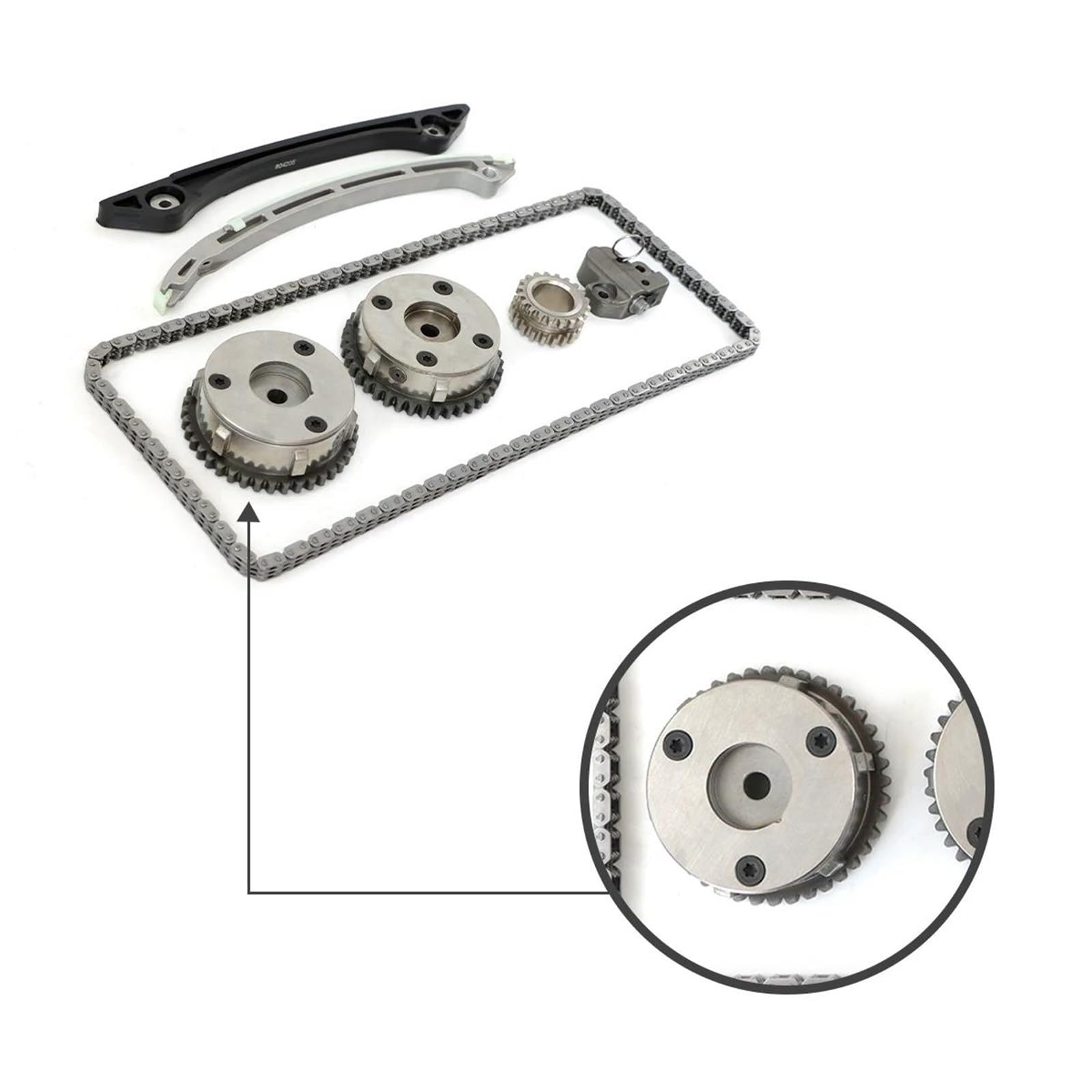 Kit Catena Di Distribuzione + 2 VVT CJ5E6C525AD + CJ5E6C524AD Per Range Rover Per Evoque Per Freelander .0L 11-18 Riparazione Auto Pignone catena