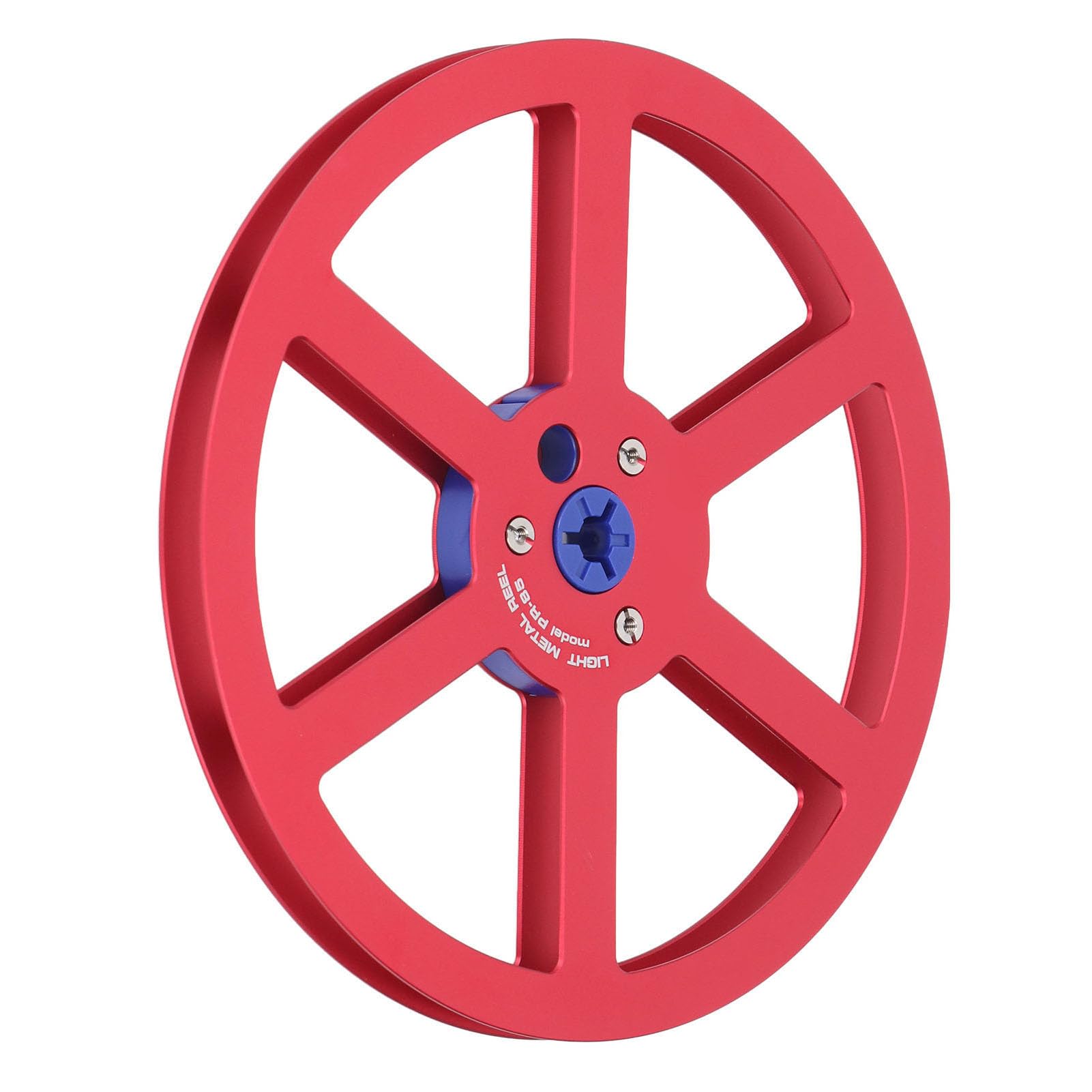 7-Zoll-Nab-Aluminium-Metallspule, 6 Löcher, Universal-Tonband mit Silbernen Edelstahlschrauben für 1/4-Zoll-Kassettendecks, Toller Ersatz für Beschädigte Spulen (Rot)