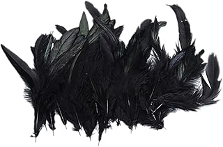 50pcs Black Dyed Rooster Cock Feather Decoration Hat Costume Craft DIY 4-7 Inch - coolthings.us