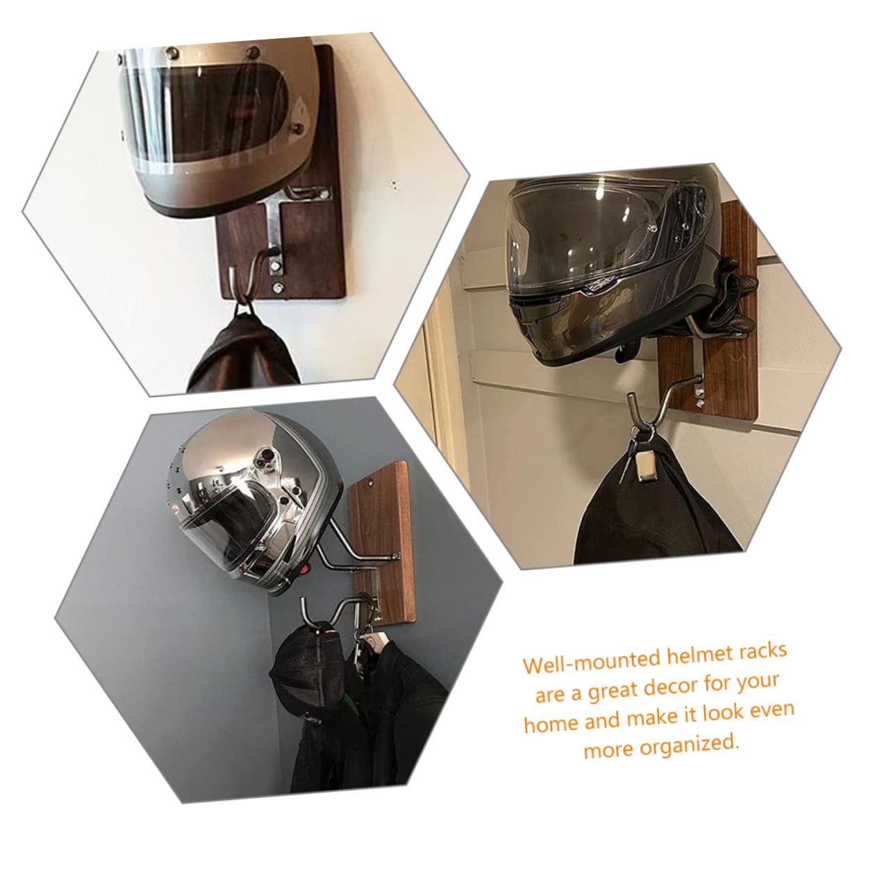 VALICLUD Wandmontierter Helmhalter Zufällige Farbe und Metall Motorradhelmhalterung mit Aufhängehaken Praktischer Helm Präsentationsständer Braun für Jacken und Kleine Gegenstände