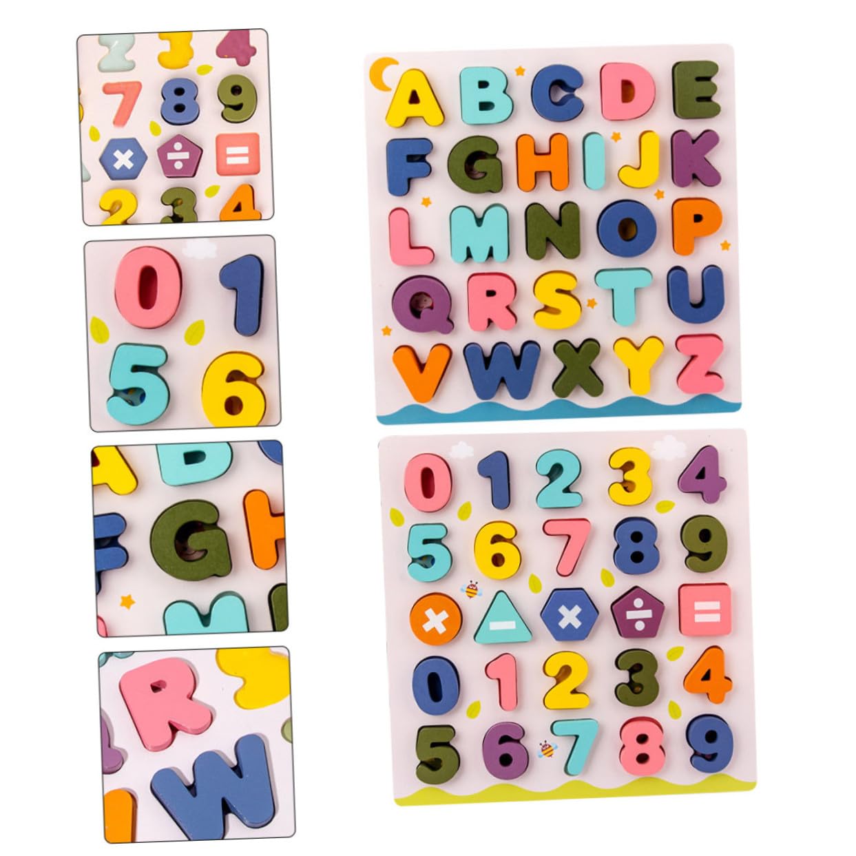 2 Juegos Puzzle Educativo de Madera para Letras y Números Desarrollo Habilidades Motoras y Reconocimiento Infantil para Aprendizaje Temprano
