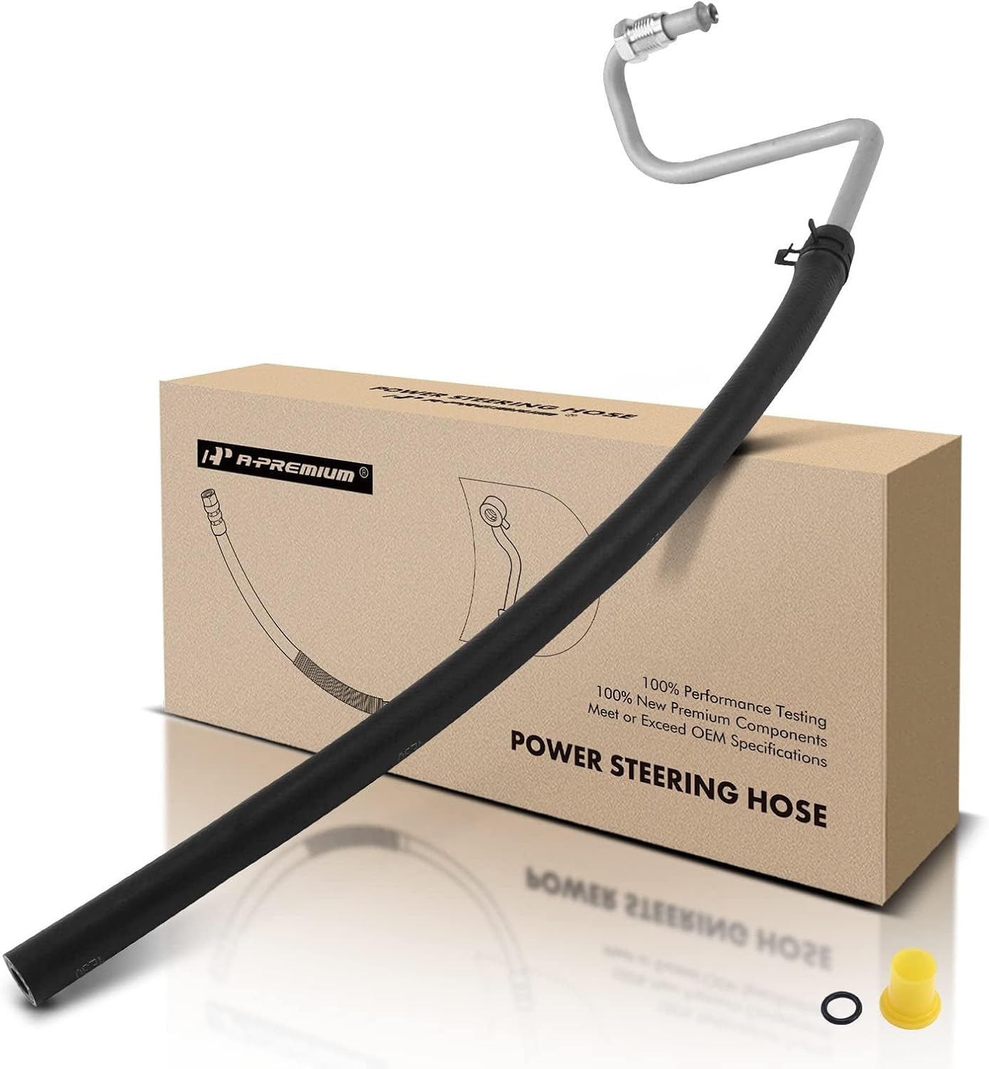 A-Premium Power Steering Return Hose Line Assembly Compatible with Jeep Wrangler, TJ, 1997 1998 1999 2000 2001 2002, 4.0L Sport Utility, with O-ring, Gear/Rack Pinion To Reservoir