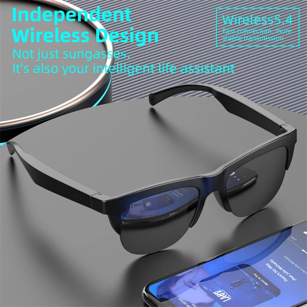 Occhiali intelligenti assistente ia audio hd a 360° intelligente chiamate | occhiali intelligenti bluetooth con ia lenti anti-uv, protezione ip4, ideali come regalo per il ciclismo