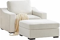 Vista 11 de Eluchang Sofá seccional convertible, sofá en forma de L con asientos extra profundos, tela de lino natural, sofá de esquina moderno y cómodo