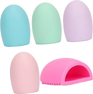 6pcs Silicone Makeup Brush Cleaning Mat Egg Shaped Multiple Colors Durable And Reusable For Home And Salon Use