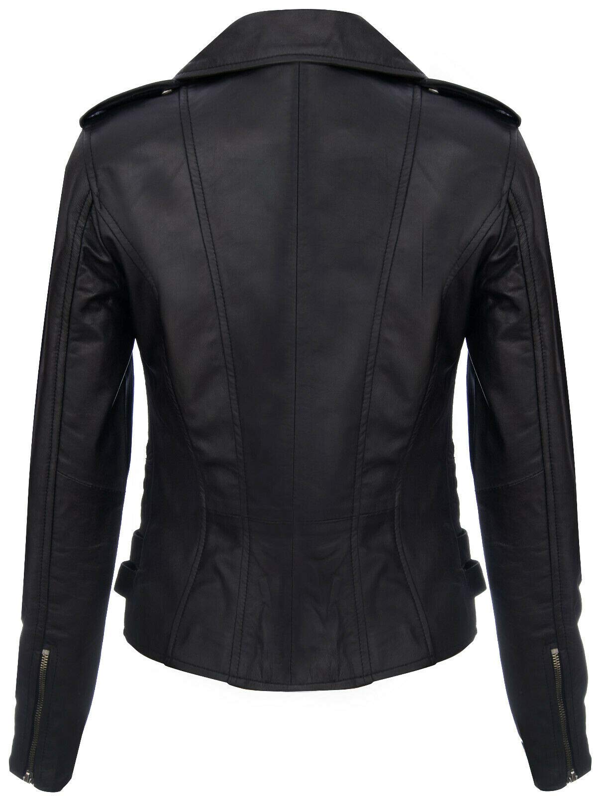 Infinity Leather Chaqueta Motera Retro 100% Cuero Napa Para Mujer