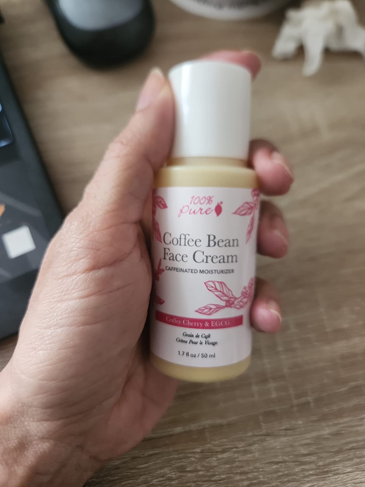 100% PURE Coffee Bean Caffeine Face Cream Glowing Skin Care Anti Aging Youthful Boost Caffeinated Facial Moisturizer with Hyaluronic Acid & Niacinamide for Women & Men - 1.4 fl oz