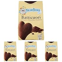 Mulino Bianco Biscotti Frollini Batticuori con Cacao e Cioccolato, Senza Olio di Palma, Colazione Ricca di Gusto, 350 g (Confezione da 4)
