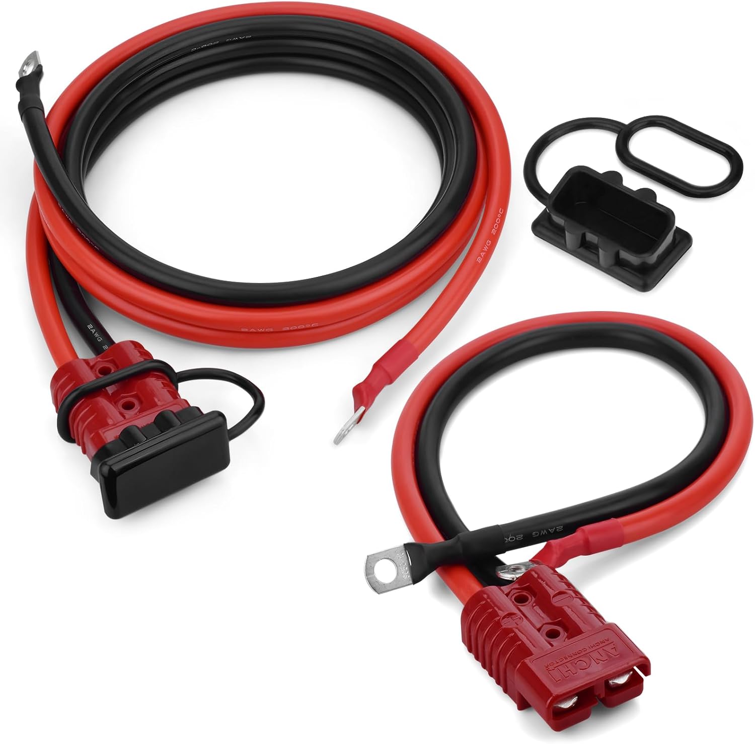7 FT Quick Disconnect Winch Power Cable, 175A Connector Plug with 2AWG Copper Wiring, Forklift Plug Wire Trailer Power Storage Power Harness