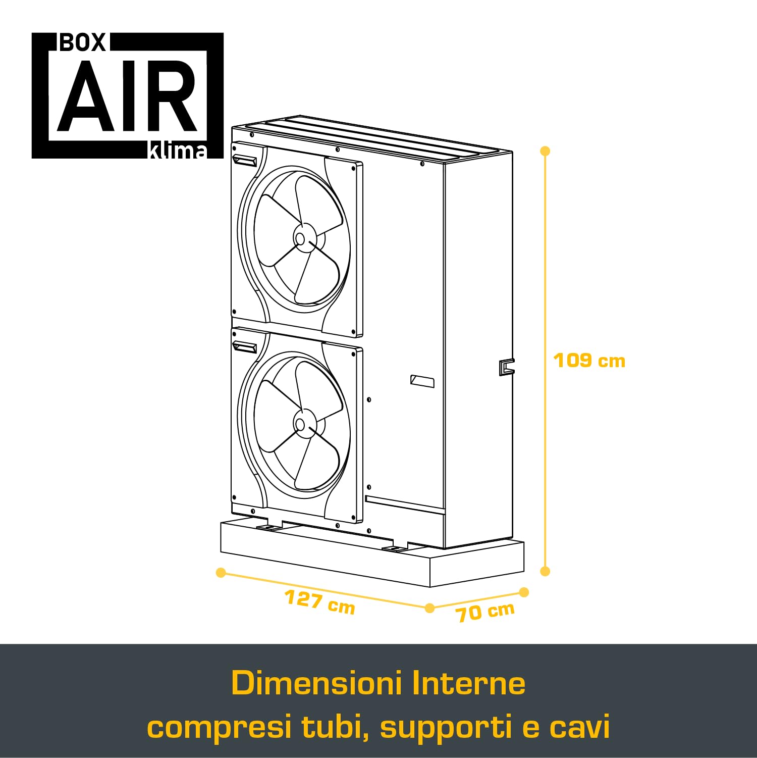 Big Blade XXL Antracite – Copri Climatizzatore Esterno in Alluminio Composito e Telaio INOX 316, Installazione a Parete, 135×112×68 cm – Copertura Unità di Grandi Dimensioni