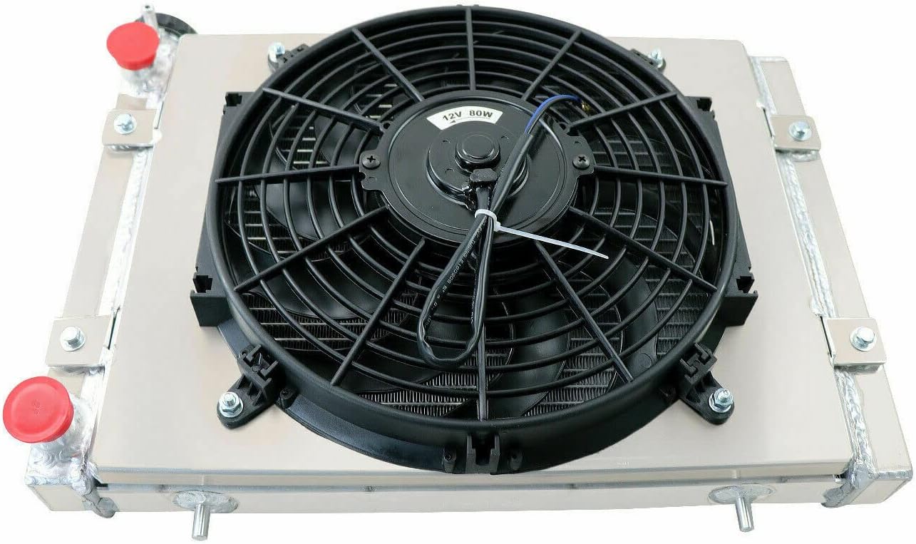 JCOOLINGBEST Aluminum Radiator for 2010-2013 Polaris Ranger 400 500 800 4x4/6x6 XP 800, 1 Row ATV Radiators Electric Fan Shroud Thermostat Kit Combo, 2011 2012