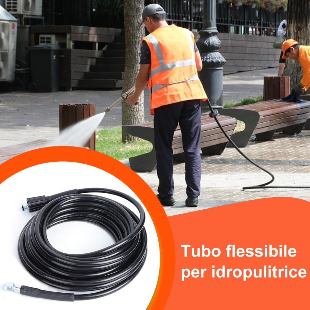 Tubo Flessibile per Idropulitrice, Filettatura M14xM22 da 10 M Accessori per la Pulizia del Tubo Flessibile per la Pulizia Ad Alta Pressione Adatti per K2 K3