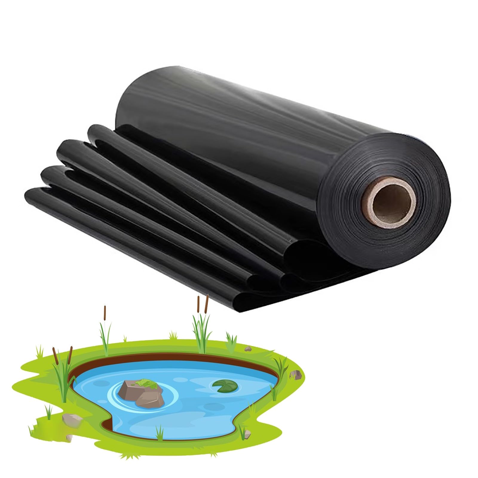 Schwarz Teichfolien HDPE Gartenteichfolie Dicke 0,2mm Reißfest Teichbecken 2x2m 3x3m 4x4m 5x8m 6x6m Miniteich Für Fischteiche Wasserspiele Und Springbrunnen (Size : 3x6m)