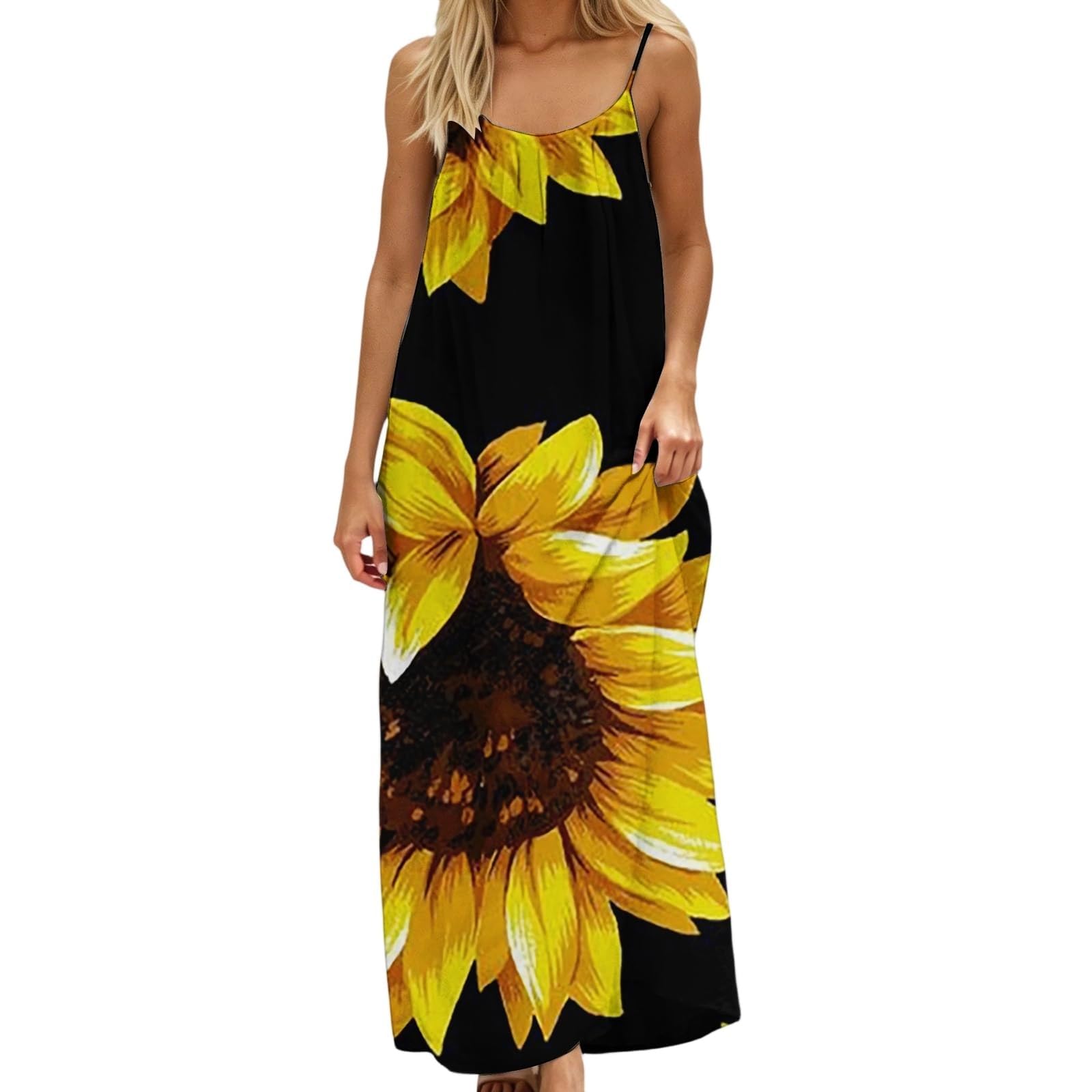 Robe d'été confortable à dos ouvert et bretelles réglables