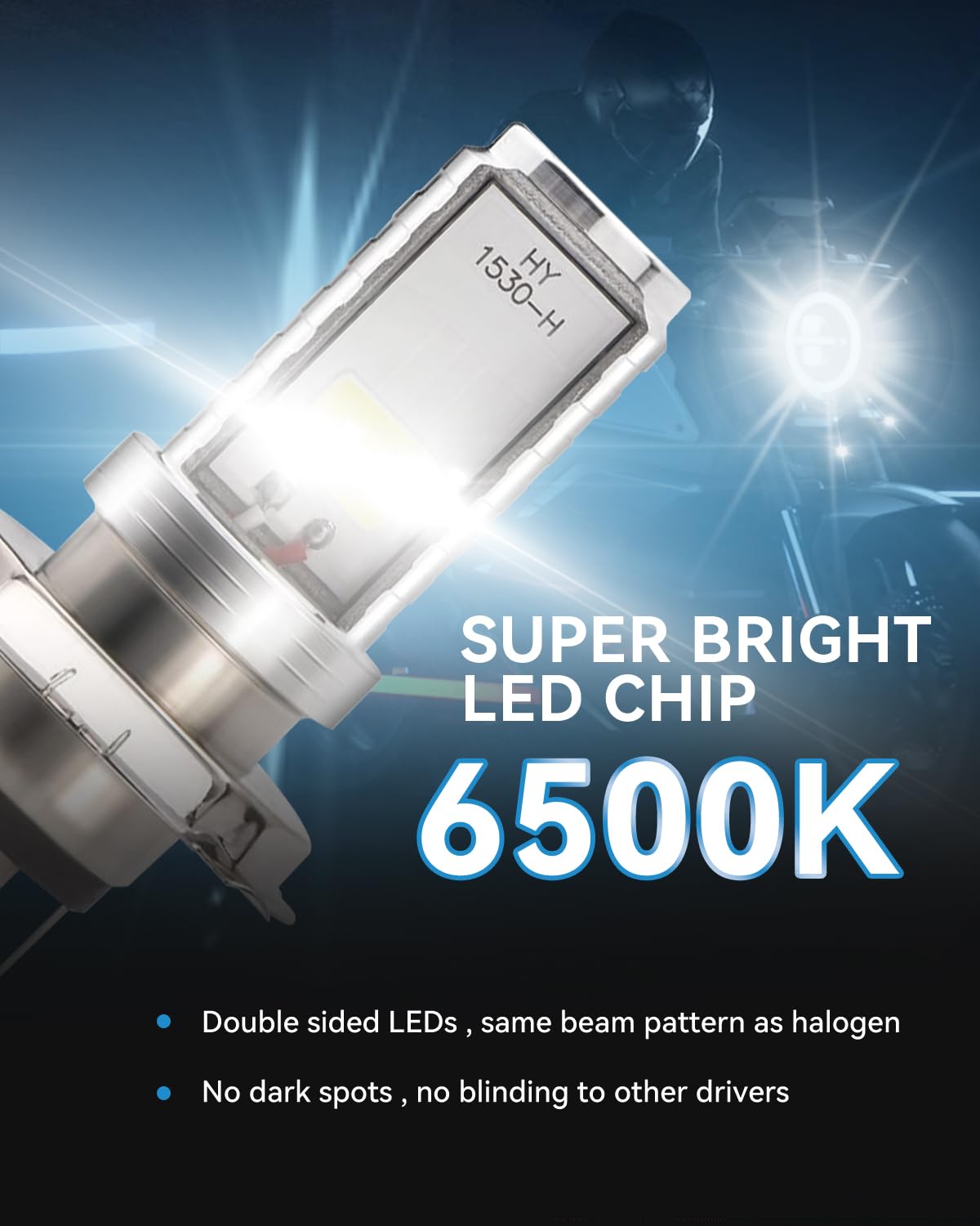 Keiurot - Lampadine LED H4 per moto, fari H4 per auto e moto HS1 HB2 9003, lampadine LED per fari moto, fascio alto e basso Hi/Lo 9-80V 12W, bianco, confezione da 2