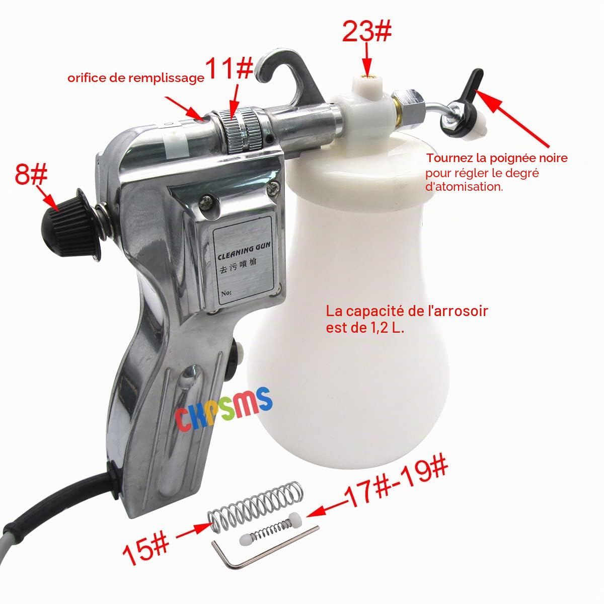 ckpsms Marque - Pistolet de Nettoyage de Taches Textiles #KP-170A 220V 1SET pour imprimantes à écran/Nettoyage des Cristaux et des Roches