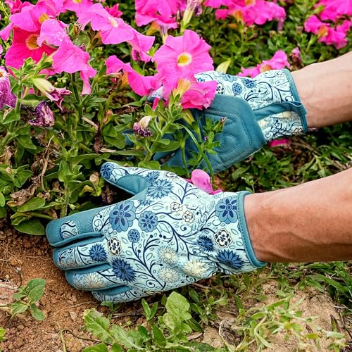 Pleneal Gardening Gloves for Women - Leather Garden Gloves Thorn Proof, Outdoor Protective Working Gloves for Weeding