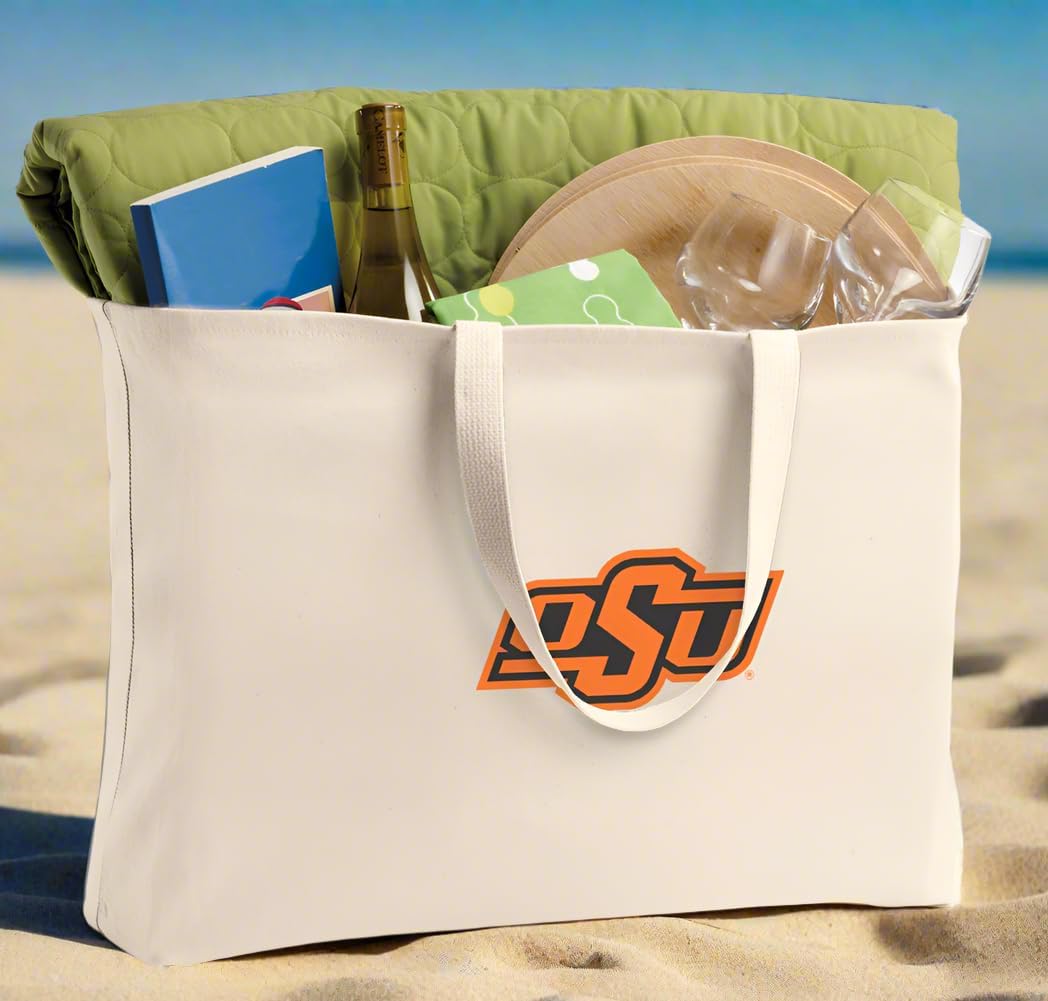 Broad Bay LARGE Oklahoma State Tote Bag or Large Canvas OSU Cowboys Bag for Shopping Pool Beach or Travel