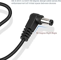 Vista 3 de GINTOOYUN Cable de extensión de alimentación CC de 0.217 in x 0.098 in, 90 grados, macho a macho, cable adaptador de corriente DC5525 en ángulo