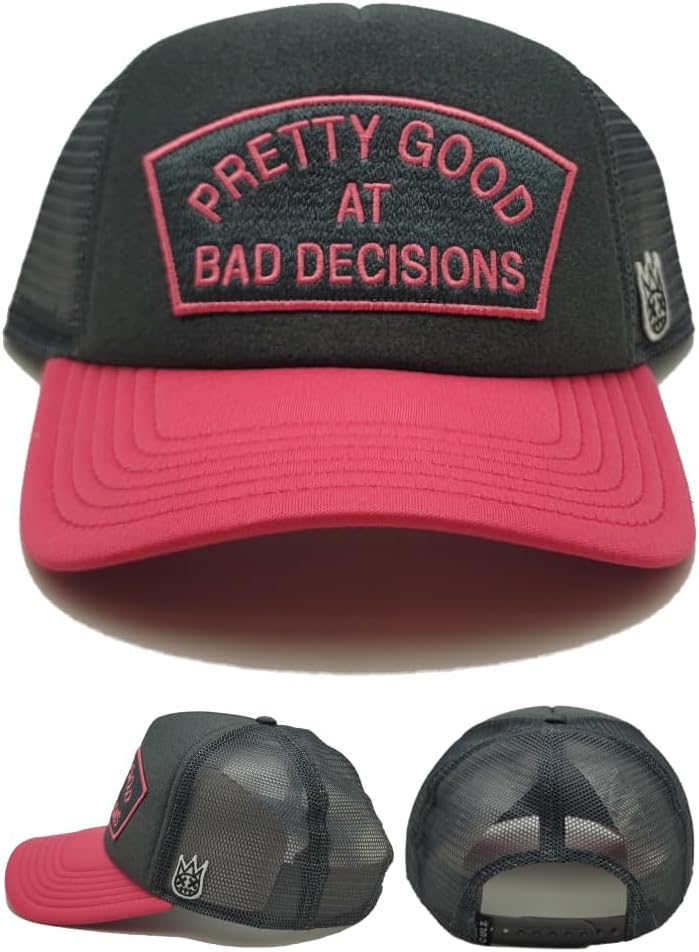 Cult of Individuality New Pretty Good at Bad Decisions Mesh Trucker Gray Pink Era Snapback Hat