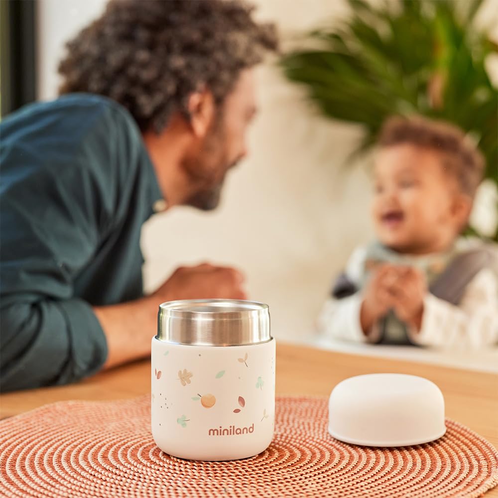 Miniland Thermos Mini Valencia 280ml. Thermos pour aliments pour bébés, avec double couche d'acier qui maintient la température des aliments pendant des heures