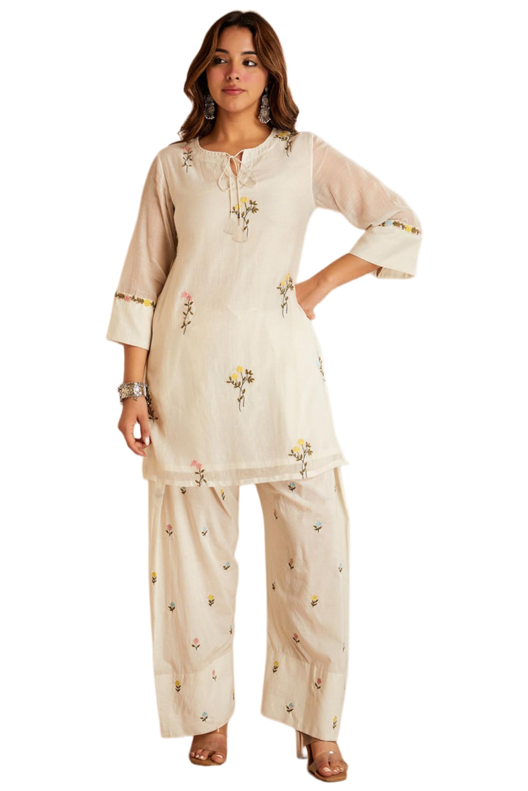 anni designer Farshi Salwar Suit for Women Viscose Embroidered | Co Ord Set for Woman | Straight Kurta Palazzo Outfit Round Neck V Slit 3/4 Sleeve Ethnic Dress Womens Clothing-picture-19