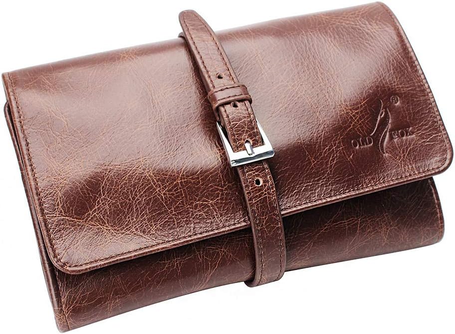 OLD FOX Cigar Pouch Case Pipe Case Holder Genuine Leather Retro Bag Pouch Tobacco Pipe Brown FC0008