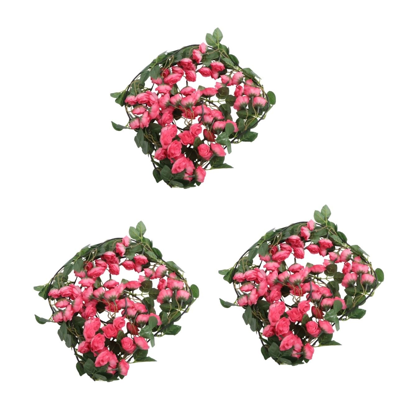 Ciieeo 3 STK Dekorative Rosenranken Gartenseidenrosenrebe Künstliche Rosengirlande Blumengirlande Hängen Girlande Aus Künstlichen Blumen Hochzeitsgirlande Grün Blatt Rot Seidenblume