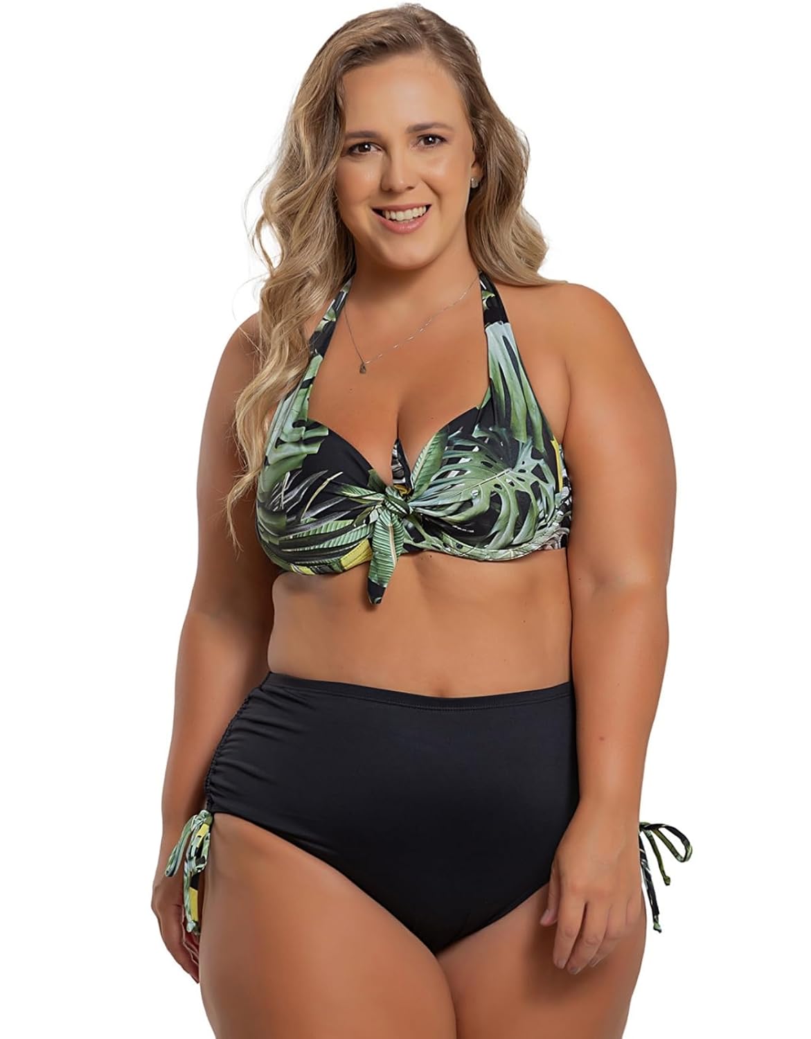 Biquíni Plus Size Estampado Com Bojo Meia Taça E Calcinha Regulável Orla Da Praia