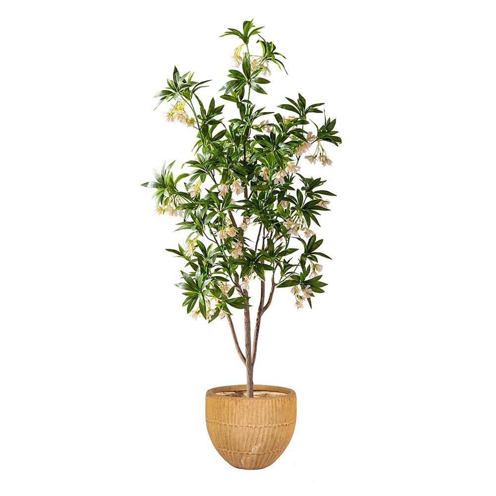 SWENEEN 180Cm High Artificial Water Stone Banyan Tree,Indoor Artificial Tree Potted Plant With Realistic Artificial Flowers,Decorative Green Artificial Tree,Tall Simulation Plant,E High 180cm