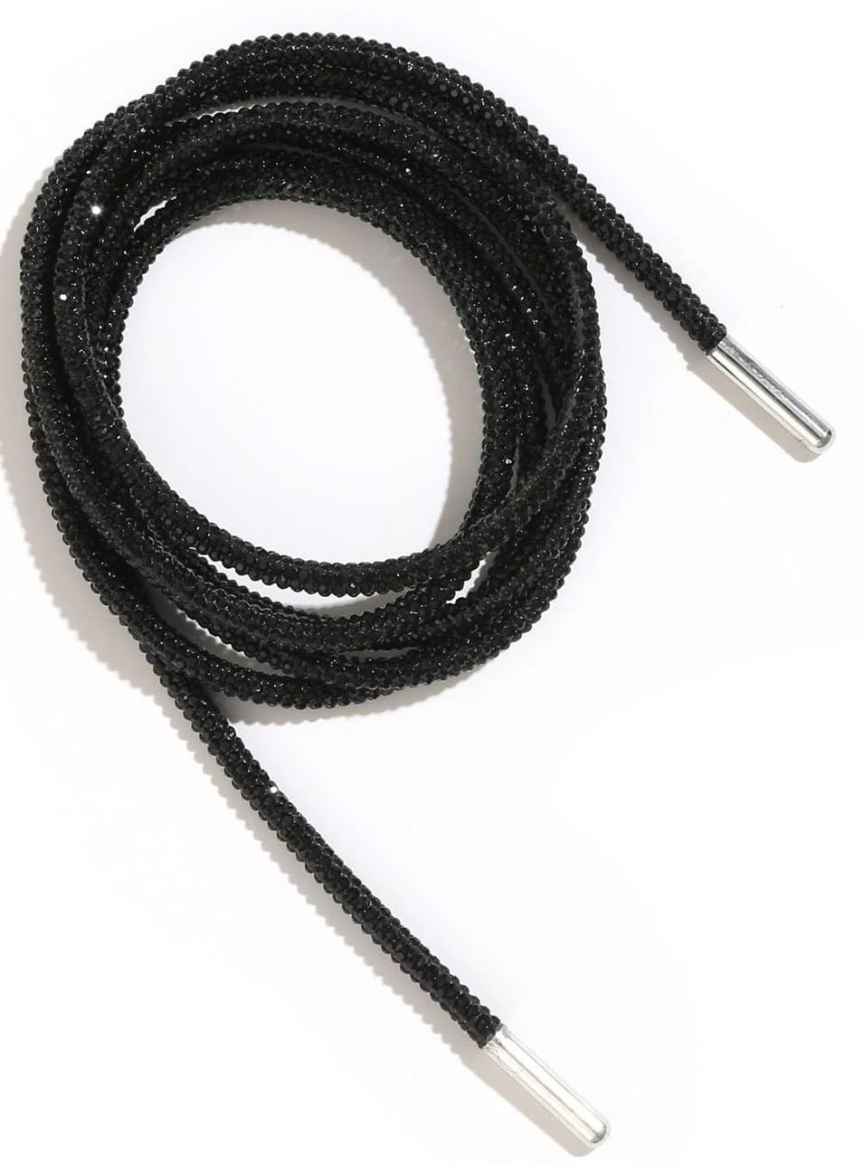 Cordones para Botas de Trabajo Cordones de diamantes de imitación Cordones de zapatos de diamantes de arco iris Zapatillas de deporte Cordones Zapatos Cordones redondos Cuerdas DIY(Black pcs,140cm)