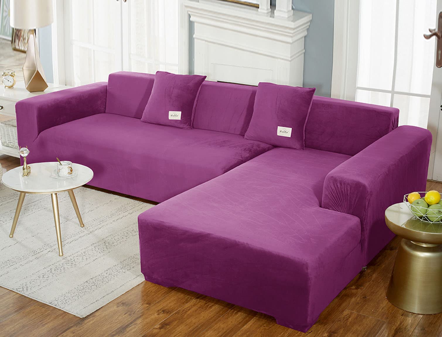 Revêtement de canapé sectionnel velours extensible violet de haute qualité
