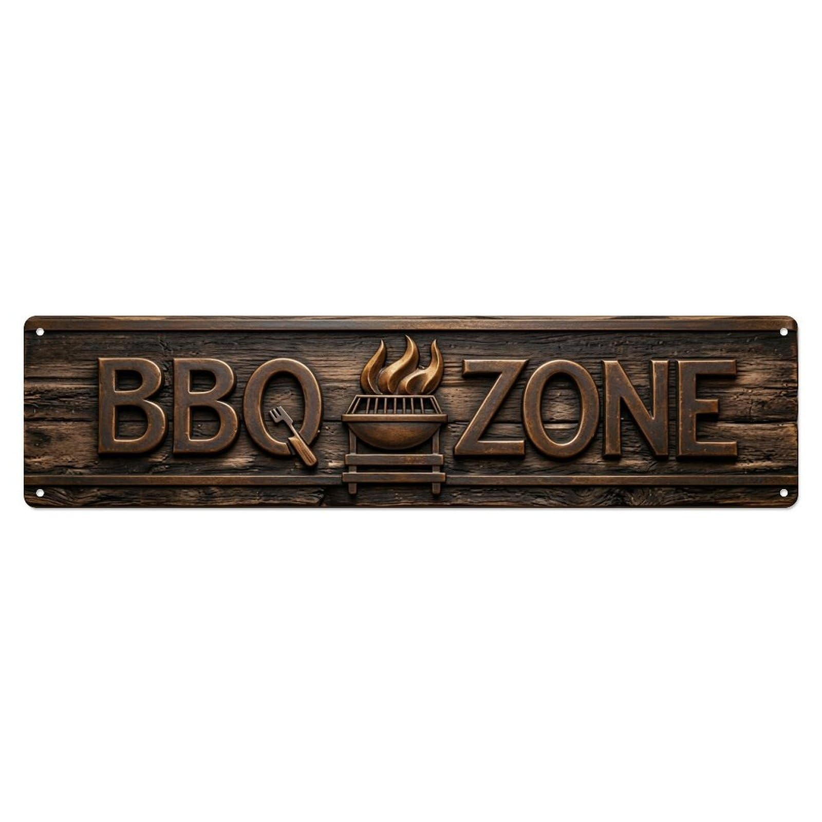 BBQ Zone Handcrafted Board Metal Tin Skinny Sign Plaque Wall Decor for Cafe, Club Bar, Office, Home Garden Metal Poster 4x16Inch