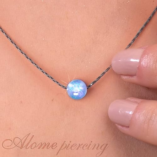 Miniatura 52 de 925 Sterling Silver 42CM Necklace White Opal Birthstone Pendant Dainty Handmade Jewelry For Women