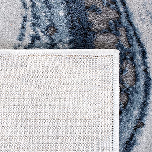 Tapete decorativo moderno de 2'7 x 5' en azul y gris miniatura 5