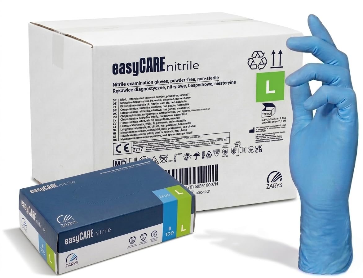 Generico 1000 Guanti Blu in Nitrile ULTRASOFT, Guanti Monouso Professionali, Senza Lattice e Polvere, Uso Medico, Alimentare, Industriale, Microruvidi, Resistenti e Confortevoli, Cartone Taglia L