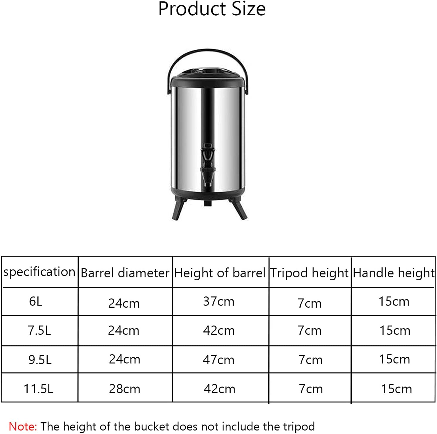 Hot Water Dispensers,Double Insulated Beverage Dispenser With Tap, 304 Stainless Steel Hot Water Dispenser For Hot Chocolate Coffee Milk, 6L/7.5L/9.5L/1 5L, Insulation Barrel For Commer,Black 7.5L