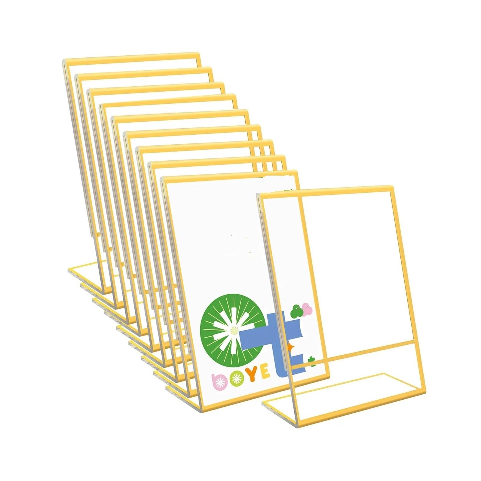 Paquete de 10 soportes acrílicos transparentes para letreros de mesa, menú, boda, oficina