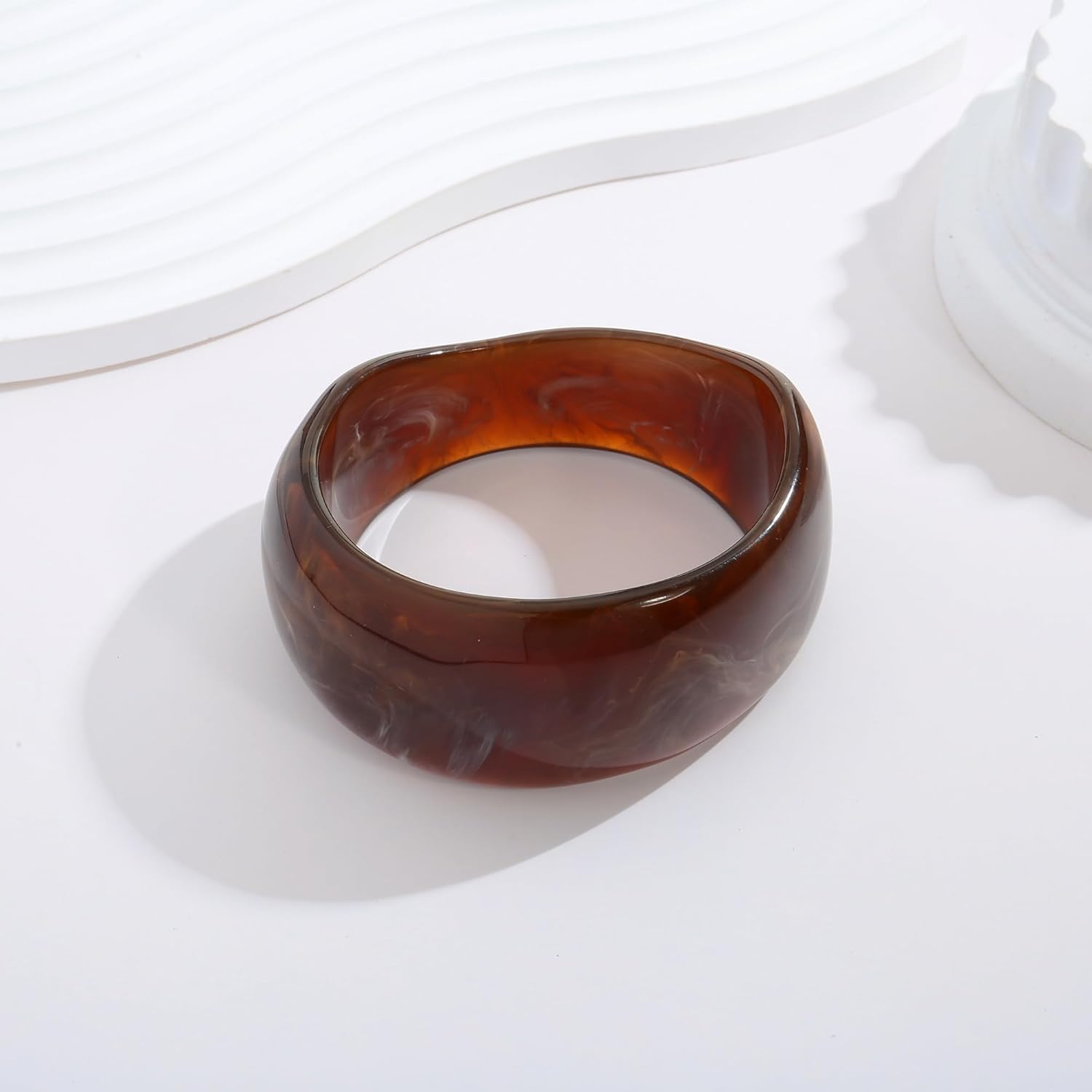 WOWORAMA Colorful Resin Acrylic Bangle Bracelets for Women Geometric Chunky Mottled Acetate Resin Bangles Wide Acrylic Plastic Bracelets Statement Jewelry - Image 7