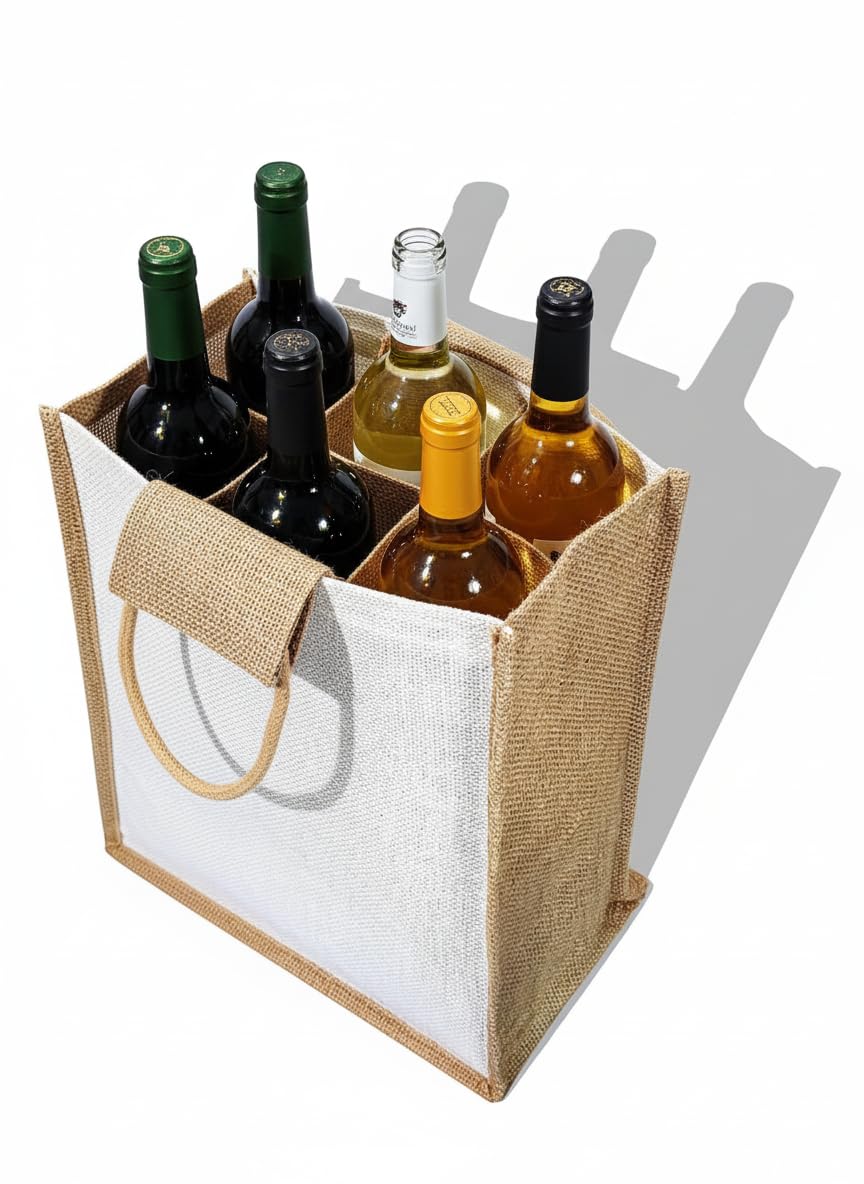 Handmakers Natural Jute Wine, Water Bottle Bag 2 LTR for Party (Set of 2)-image-29